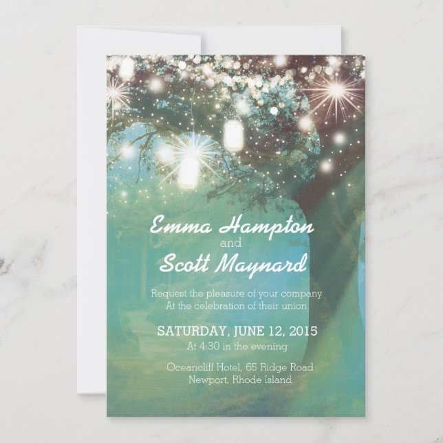 Sparkles outdoor tree magical romantic star light invitation (Front)