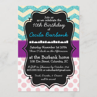 Sparkles & Polka Dots Birthday Invitation