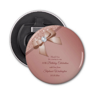 Sparkles & Rose Gold Glamour Birthday Party Bottle Opener