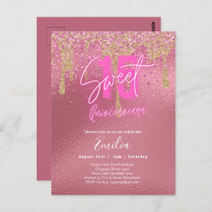 Sparkles Sweet16 Pretty Girly Pink 16th Birthday Postcard