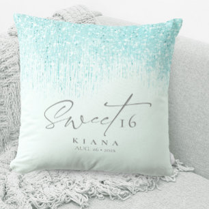 Sparkles Sweet Sixteen Teal ID912  Cushion