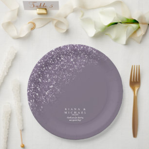 Sparkles Wedding Dark Mauve ID889  Paper Plate