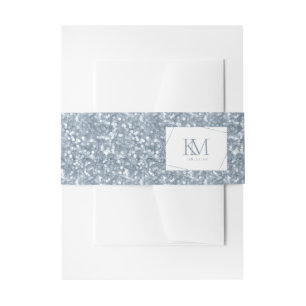 Sparkles Wedding Dusty Blue ID889 Invitation Belly Band