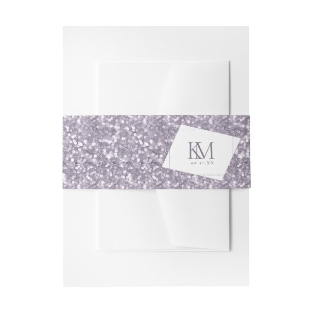 Sparkles Wedding Mauve ID889 Invitation Belly Band (Front Example)