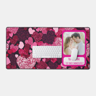 Sparkley Pink Hearts I Text Back Immediately Desk Mat