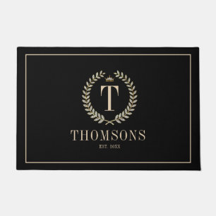 Sparkli laurel wreath with monogram doormat