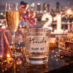 Sparkling 21st Birthday Celebration  Shot Glass<br><div class="desc">Turn 21 in style. This personalised 21st birthday shot glass features an elegant scripted name paired with a bold “Happy 21st Birthday” message, creating the perfect balance of modern femininity and celebratory charm. The flowing script adds a soft, stylish touch, while the clean typography below keeps the design timeless and...</div>