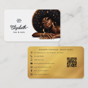 Sparkling Afro Chic Hair & Nail Salon Business Card
