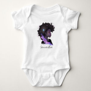 Sparkling Afro Woman Baby Bodysuit
