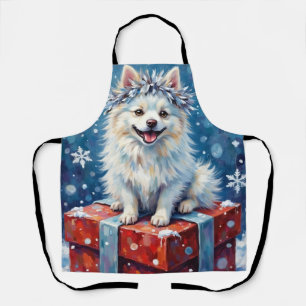 Sparkling American Eskimo Dog Festive Gift Cushion Apron