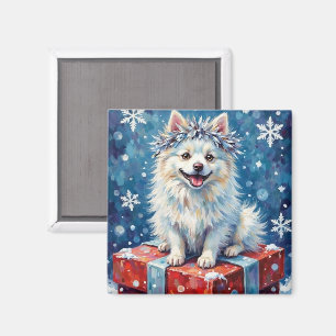 Sparkling American Eskimo Dog Festive Gift Cushion Magnet