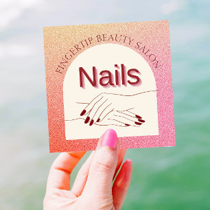 Sparkling Arch Pink Glitter Nail Artist QR Code Square Business Card