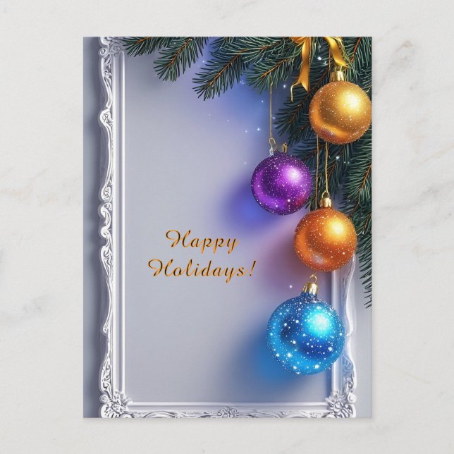 🎄 Sparkling Baubles Winter Glow ❄️ Festive Pine Postcard (Front)