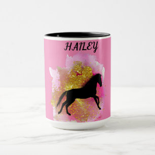SPARKLING BLACK HORSE PERSONALIZED COMBO MUG