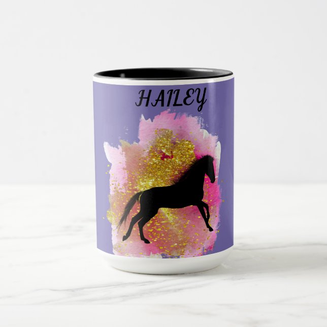 SPARKLING BLACK HORSE PERSONALIZED COMBO MUG (Center)