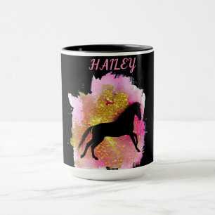 SPARKLING BLACK HORSE PERSONALIZED COMBO MUG