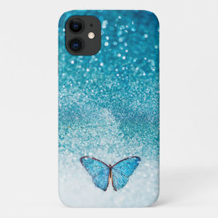 Sparkling bling turquoise with butterfly Case-Mate iPhone case