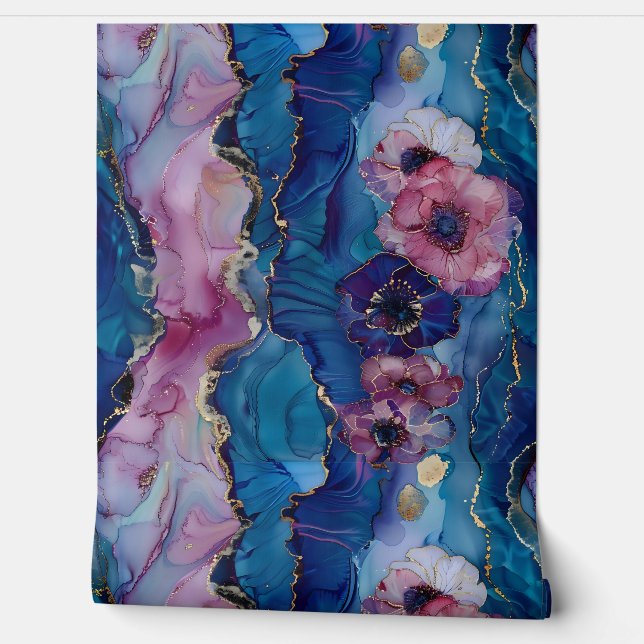 Sparkling Blossom Couture Botanical Wallpaper (Unrolling)