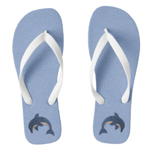 Sparkling Blue and White Ocean Dolphin Jumping Jandals