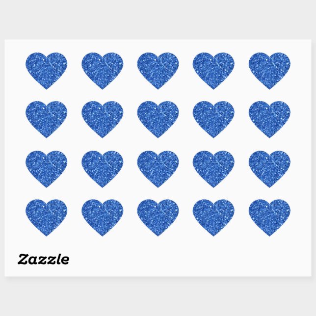 Sparkling blue background pattern  heart sticker (Sheet)