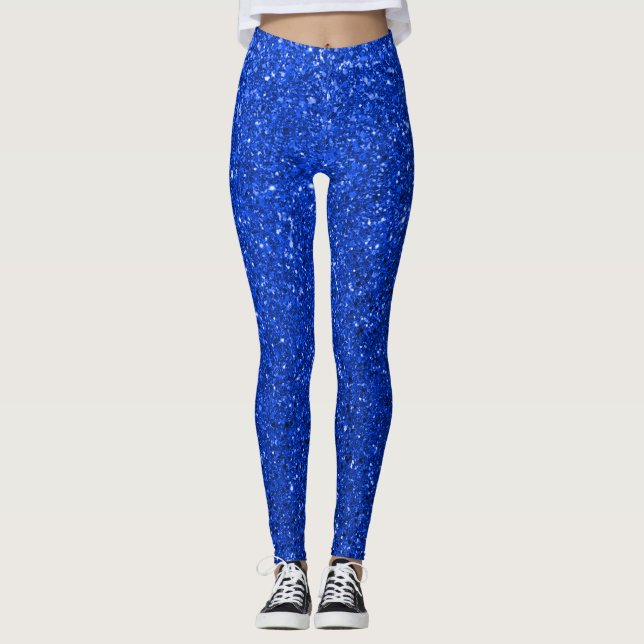 Sparkling Blue Glitter Leggings (Front)