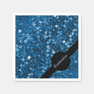 Sparkling Blue Mosaic Pattern Napkins