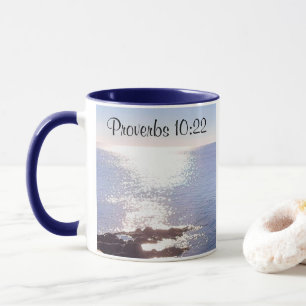 Sparkling Blue Ocean Blessings Bible Verse Mug