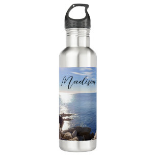 Sparkling Blue Ocean Custom Name 710 Ml Water Bottle
