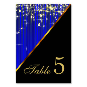 Sparkling Blue Star Lights Table Number