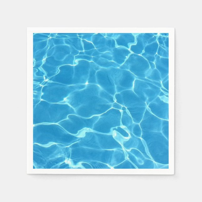 Sparkling Blue Swimming Pool Blue Water Aquatic Napkin (Front)