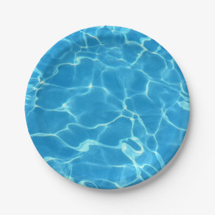 Sparkling Blue Swimming Pool Blue Water Aquatic Paper Plate