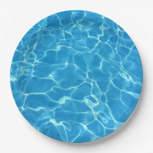 Sparkling Blue Swimming Pool Blue Water Aquatic Paper Plate
