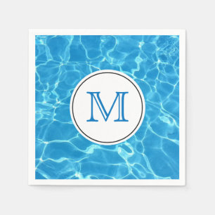 Sparkling Blue Swimming Pool Water Monogram Napkin