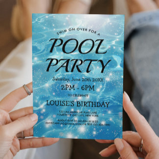 Sparkling Blue Water I Pool Party Invitation