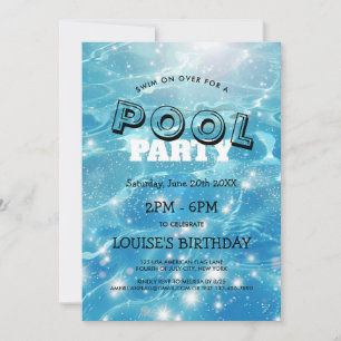 Sparkling Blue Water I Pool Party Invitation