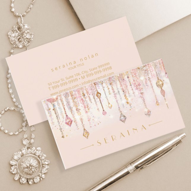 Sparkling Boho Gems on Rose Gold ID1035 Business Card (Creator Uploaded)