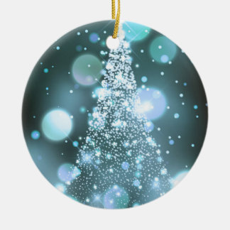 Sparkling Bokeh Merry Christmas Tree Ceramic Tree Decoration