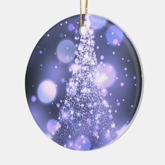 Sparkling Bokeh Merry Christmas Tree Ceramic Tree Decoration