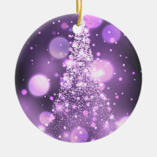 Sparkling Bokeh Merry Christmas Tree Ceramic Tree Decoration
