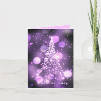 Sparkling Bokeh Merry Christmas Tree Holiday Card