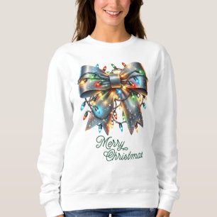 Sparkling Bow with Christmas Lights Sweatshirt