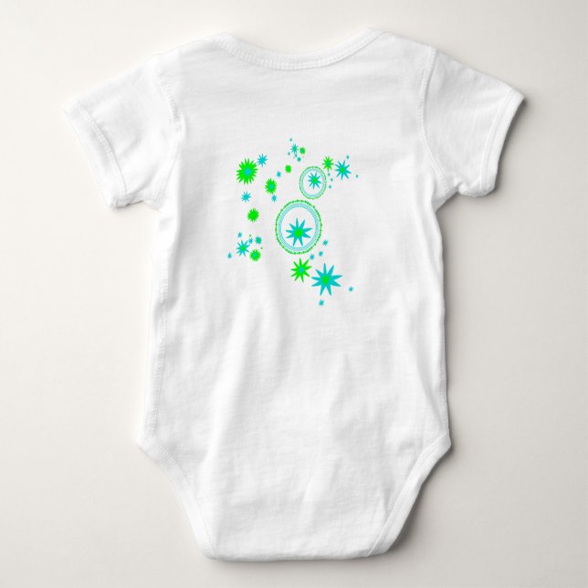 sparkling bunny in green and blue baby bodysuit (Back)