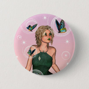 Sparkling Butterfly Fairy Fantasy Art 6 Cm Round Badge