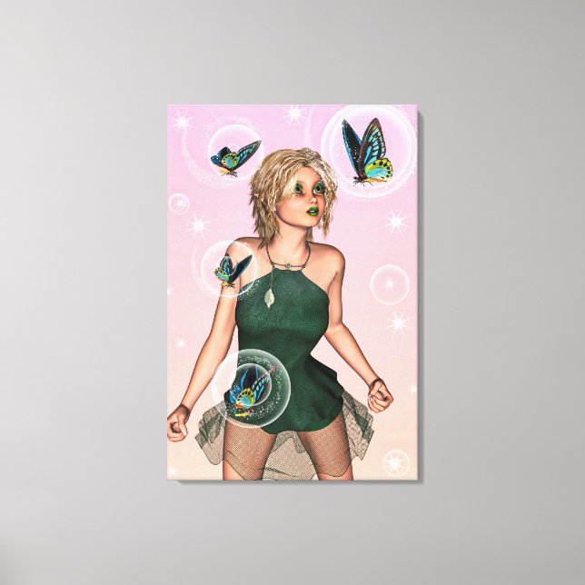 Sparkling Butterfly Fairy Fantasy Art Canvas Print (Front)