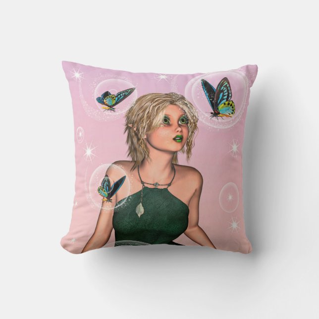 Sparkling Butterfly Fairy Fantasy Art Cushion (Front)