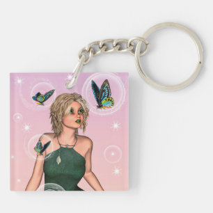 Sparkling Butterfly Fairy Fantasy Art Key Ring
