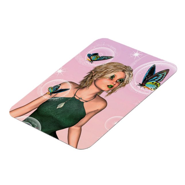 Sparkling Butterfly Fairy Fantasy Art Magnet (Left Side)