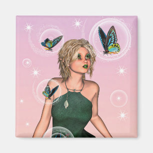 Sparkling Butterfly Fairy Fantasy Art Magnet