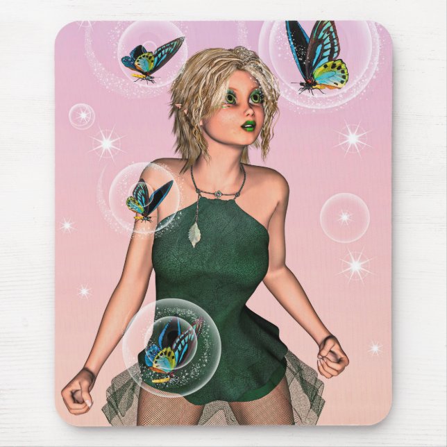 Sparkling Butterfly Fairy Fantasy Art Mouse Pad (Front)