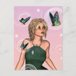 Sparkling Butterfly Fairy Fantasy Art Postcard